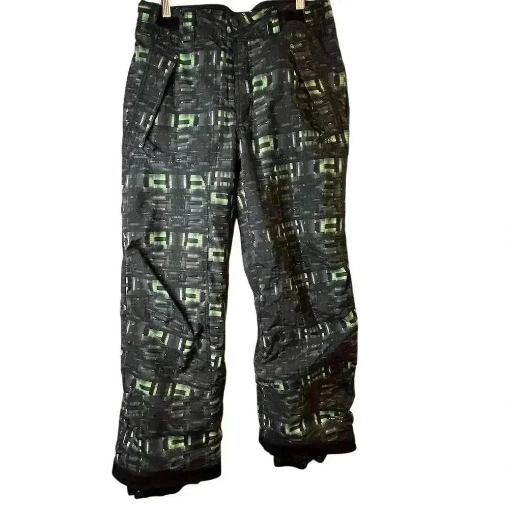 Columbia Men's Geometric Snow Pants Multicolor Size S Winter Ski Black Green